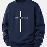 Jesus Christ Stripe Print Relax Fit Sweatshirt
