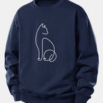 Cat Line Print Relax Fit Sweatshirt