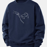 Dog Line Drawing Print Relax Fit Sweatshirt