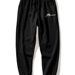 Men Print Drawstring Hoodie & Jogger Pants