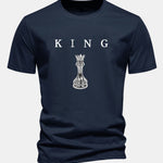 Regular Fit King Chess Print Cotton T-Shirt