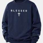 Blessed Cross Print Relax Fit Sweatshirt