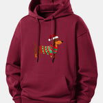 Christmas Dachshund Print Relax Fit Hoodie
