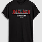 Men's "OAKLAND" letter print casual crew neck short sleeve T-shirt