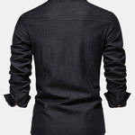 Washed Denim Western Shirt With Pockets