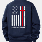 Faith Over Fear American Flag Print Relax Fit Sweatshirt