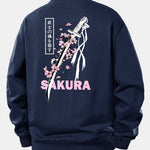 Sakura Katana Back Print Relax Fit Sweatshirt