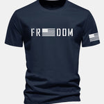 Regular Fit American Flag Freedom Print Cotton T-Shirt