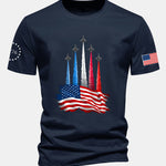 Regular Fit Fighter Jets With USA Flag Print Cotton T-Shirt
