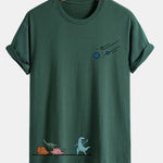 Regular Fit Dinosaurs Avoid Meteorites Print Cotton T-Shirt