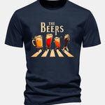 Regular Fit Beer Print Cotton T-Shirt