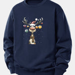 Christmas Light Reindeer Print Relax Fit Sweatshirt