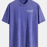 USA Old Row Beer Print Washed Distressed Drop Shoulder T-Shirt