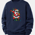 Christmas Lights Santa Claus Print Relax Fit Sweatshirt
