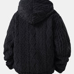 Geometric Jacquard Teddy Half-Zip Hoodie