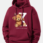 Crown King Bear Print Relax Fit Hoodie
