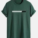 Regular Fit Paris Stripe Print Cotton T-Shirt