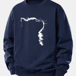 Outline Cat Print Relax Fit Sweatshirt