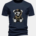 Regular Fit Hip Hop Bear Print Cotton T-Shirt
