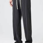 Single Pleat Drawstring Straight Leg Pants