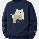 Three Cats Print Relax Fit Sweatshirt