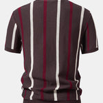 Striped Knit Zip Up Polo Shirt