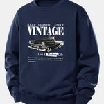 Vintage Car Print Relax Fit Sweatshirt