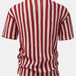 Drop Shoulder Stripe Crochet Shirt
