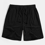 Striped Towelling Texture Arc Hem T-Shirt & Shorts