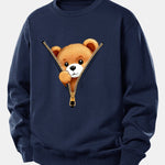 Zipper Bear Print Relax Fit Sweatshirt