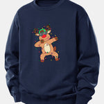 Christmas Lights Reindeer Print Relax Fit Sweatshirt