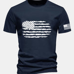 Regular Fit American Flag Print Cotton T-Shirt