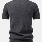 Checkerboard Henley Collar Sweater Knitted T-Shirt