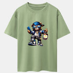 Hip Hop Bear Print Drop Shoulder Oversize T-Shirt