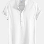 Half Open Collar Linen Shirt