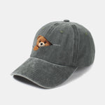 Zipper Bear Pattern Casual Washed Cotton Baseball Cap