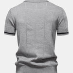 Contrast Trim Zipper Knit Polo Shirt