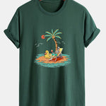 Regular Fit Skeleton On Vacation Print Cotton T-Shirt