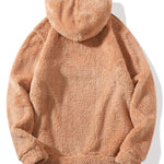 Letter Embroidery Teddy Half-Zip Hoodie