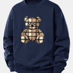 Checkered Bear Print Relax Fit Sweatshirt