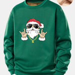 Hip Hop Santa Claus Print Teddy Fleece Lined Sweatshirt