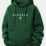 Blessed Print Drawstring Hoodie