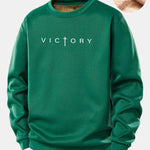 Victory Slogan Print Teddy Fleece Lined Sweatshirt
