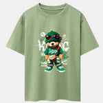 Graffiti Bear Print Drop Shoulder Oversize T-Shirt