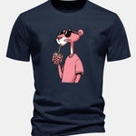 Regular Fit Pink Panther Print Cotton T-Shirt