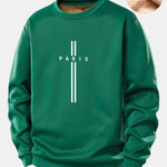 Paris Stripe Print Teddy Fleece Lined Sweatshirt