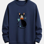 Atomic Black Cat Print Relax Fit Sweatshirt