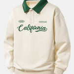 Relax Fit California Print Contrast Polo Sweatshirt