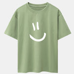 Smiley Face Print Drop Shoulder Oversize T-Shirt