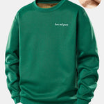 Love And Peace Print Teddy Fleece Lined Sweatshirt